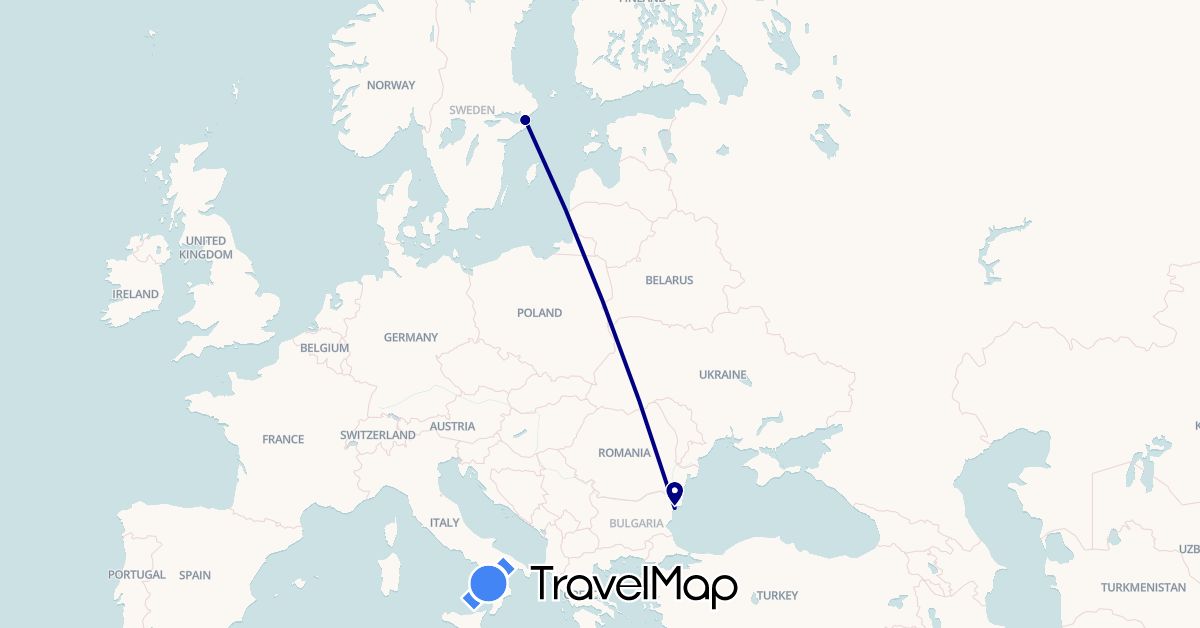 TravelMap itinerary: driving in Bulgaria, Sweden (Europe)